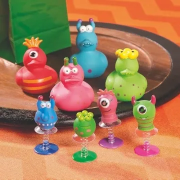 Fun Express Monster Poppers Toys - Set of 12 Pop Up Critters - Monster Birthday Party Favors and Nick nacks for Kids