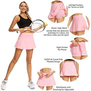 Tennis Skorts Skirts for Women Athletic Golf Mini Skirts for Girls Running Sports Flowy Skorts with Pockets and Shorts