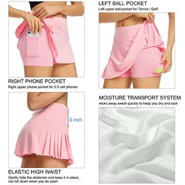Tennis Skorts Skirts for Women Athletic Golf Mini Skirts for Girls Running Sports Flowy Skorts with Pockets and Shorts