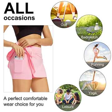Tennis Skorts Skirts for Women Athletic Golf Mini Skirts for Girls Running Sports Flowy Skorts with Pockets and Shorts
