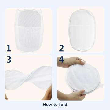 LXLOVESM Pop Up Hamper, Mesh Popup Laundry Hamper, Clothes Basket, Collapsible Hamper for Laundry, Foldable Hamper for Travel and Storage (White)