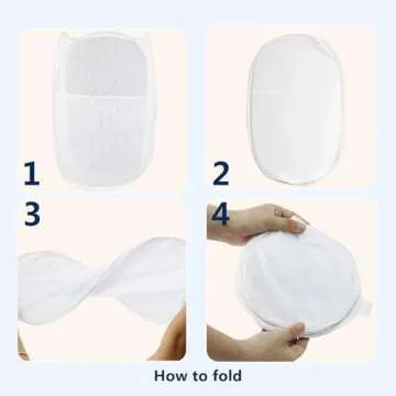 LXLOVESM Pop Up Hamper, Mesh Popup Laundry Hamper, Clothes Basket, Collapsible Hamper for Laundry, Foldable Hamper for Travel and Storage (White)