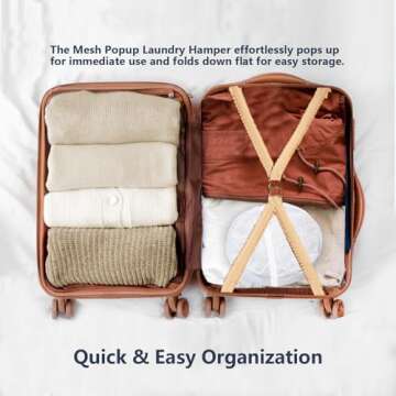 LXLOVESM Pop Up Hamper, Mesh Popup Laundry Hamper, Clothes Basket, Collapsible Hamper for Laundry, Foldable Hamper for Travel and Storage (White)