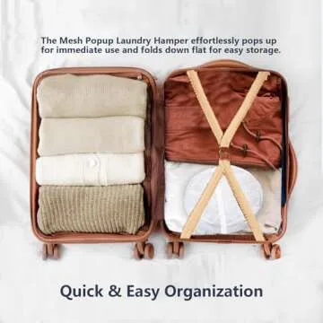 LXLOVESM Pop Up Hamper, Mesh Popup Laundry Hamper, Clothes Basket, Collapsible Hamper for Laundry, Foldable Hamper for Travel and Storage (White)