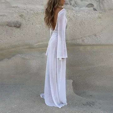 Stylish Backless Mesh Maxi Dress for Women Summer 2022