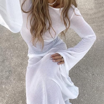 Stylish Backless Mesh Maxi Dress for Women Summer 2022
