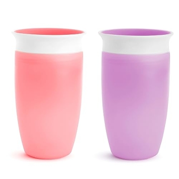 Munchkin® Miracle® 360 Toddler Sippy Cup, Spill Proof, 10 Ounce, 2 Pack, Pink/Purple