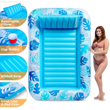 Sloosh Large Inflatable Tanning Pool Float for Adults