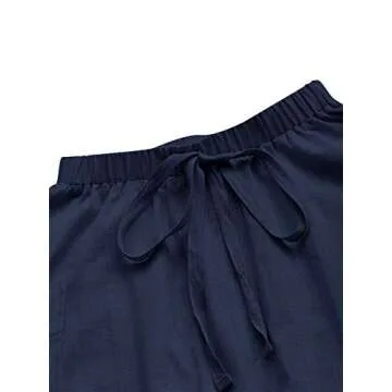 SweatyRocks Women's Casual High Waist Pleated A-Line Midi Skirt with Pocket Navy Blue M
