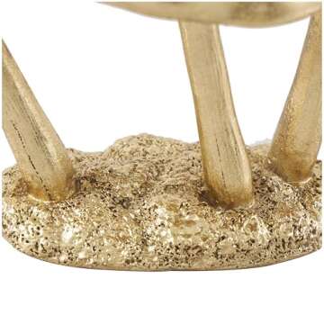The Novogratz Polystone Mushroom Decorative Sculpture Metallic Home Decor Statue with Textured Base,...