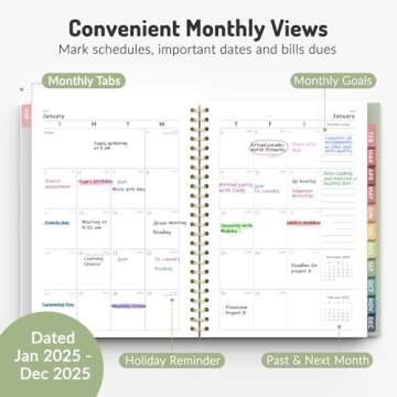 Forvencer 2025 Planner Weekly and Monthly, Jan - Dec 2025, Aesthetic Agenda Book Planner for Women, 8.3”x 6”Calender Planner with Spiral Bound, Month Tab, Flexible Cover for School, Office (A5,Beige)