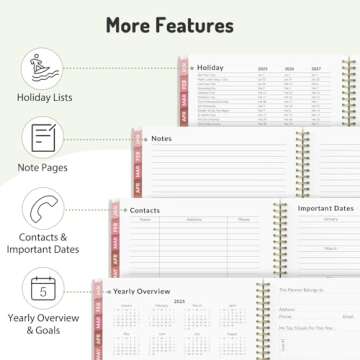 Forvencer 2025 Planner Weekly and Monthly, Jan - Dec 2025, Aesthetic Agenda Book Planner for Women, 8.3”x 6”Calender Planner with Spiral Bound, Month Tab, Flexible Cover for School, Office (A5,Beige)