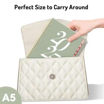 Forvencer 2025 Planner Weekly and Monthly, Jan - Dec 2025, Aesthetic Agenda Book Planner for Women, 8.3”x 6”Calender Planner with Spiral Bound, Month Tab, Flexible Cover for School, Office (A5,Beige)