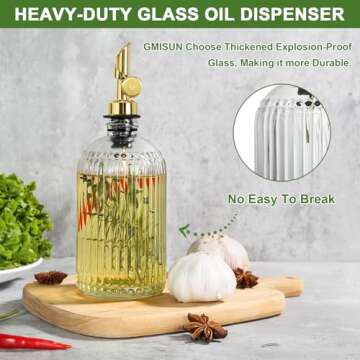 TOLDATLI 12oz Oil and Vinegar Dispenser Set, 2 Pack Olive Oil Dispenser Bottles for Kitchen, Oil Container Cruet Set, Oil Pourer Spout, Funnel and Labels, Heavy duty, Clear