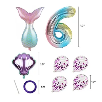 7pcs Mermaid Balloons for Girls' Birthday Party Decorations