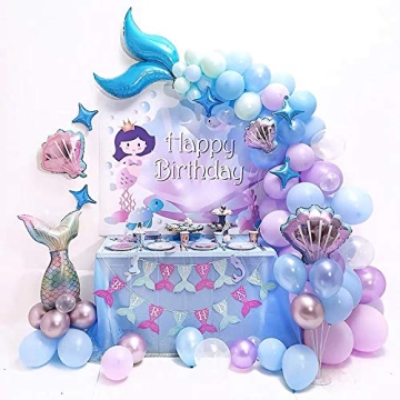 7pcs Mermaid Balloons for Girls' Birthday Party Decorations