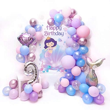 7pcs Mermaid Balloons for Girls' Birthday Party Decorations