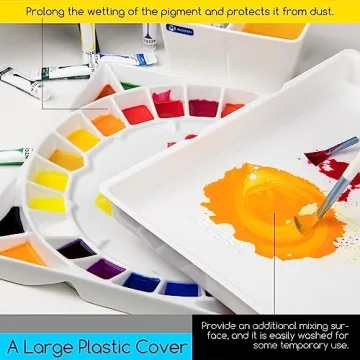 MEEDEN Large 32-Well Ceramic Watercolor Palette for Artists