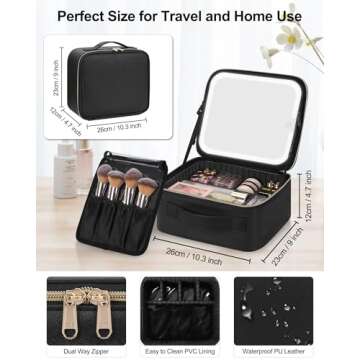 Chomeiu Makeup Bag with LED Mirror, Travel Makeup Case for Women and Makeup Artists Cosmetic Organiz...