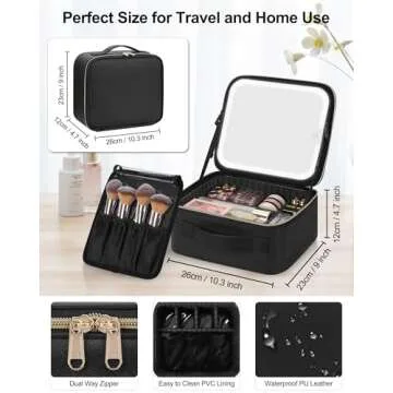 Chomeiu Makeup Bag with LED Mirror, Travel Makeup Case for Women and Makeup Artists Cosmetic Organiz...