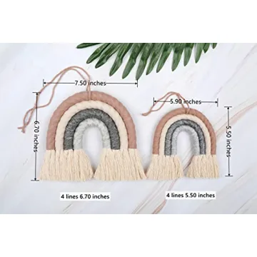 ZWA Handmade Macrame Rainbow Wall Art for Nurseries