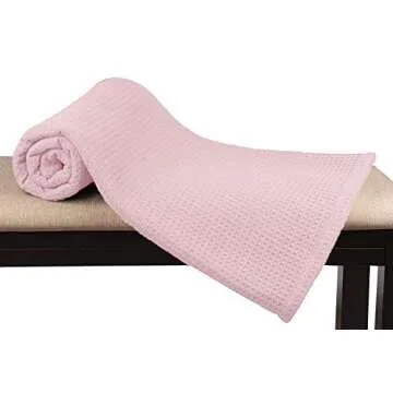 Glamburg 100% Cotton Thermal Blanket, Breathable Bed Blanket Twin Size, Soft Waffle Blanket, Twin Blanket, All Season Cotton Blanket, Baby Pink