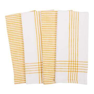 KAF Home Set of 4 Monaco Relaxed Casual Slubbed Kitchen Towel | 100% Cotton Dish Towel, 18 x 28 Inches | Soft and Absorbent Farmhouse Kitchen Towel | Set of 4 (Ochre)
