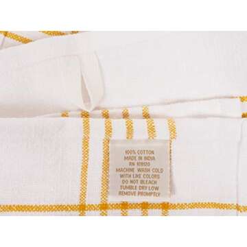 KAF Home Set of 4 Monaco Relaxed Casual Slubbed Kitchen Towel | 100% Cotton Dish Towel, 18 x 28 Inches | Soft and Absorbent Farmhouse Kitchen Towel | Set of 4 (Ochre)