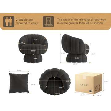 Mid Century Modern 360 Degree Swivel Accent Sofa Chair Set of 2, Fluffy Velvet Fabric Lounge Wide Up...