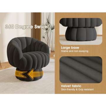 Mid Century Modern 360 Degree Swivel Accent Sofa Chair Set