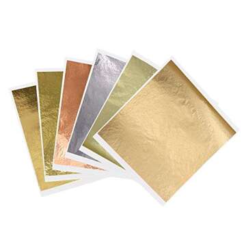 KINNO 12 Colors Imitation Gold Leaf Sheets Multi-Color Gold Leaf Paper - 600 Pieces for Arts Decorat...