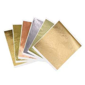 KINNO 12 Colors Imitation Gold Leaf Sheets - 600 Pieces for Arts Decoration and DIY Crafts