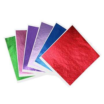 KINNO 600-Piece Colored Gold Leaf Sheets for DIY Crafts