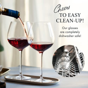 Elegant ELIXIR Red Wine Glasses Set - Handcrafted Crystal 4 Set