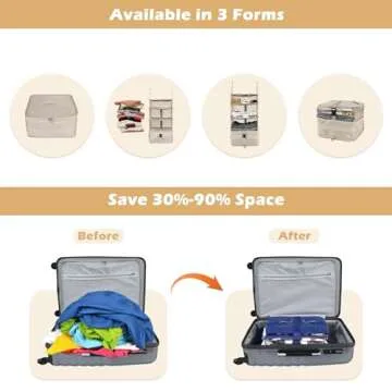 Surblue Hanging Closet Storage Bag Collapsible 3-Shelf Washable Oxford Fabric with 2 Hooks (L 11.41 * 11.41 * 19.68in, Beige)