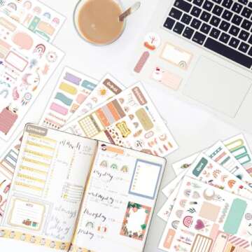 Aesthetic Planner Stickers -24 Sheets/1700+ Boho Year Sticker Book, Cute Daily Planner Stickers Perfect Planner Accessories for Planning or Decorating Planners, Journals & Calendars