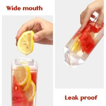 4 Pack Clear Milk Carton Water Bottles Creative Square Plastic Transparent Cup (4 Pack - Clear)