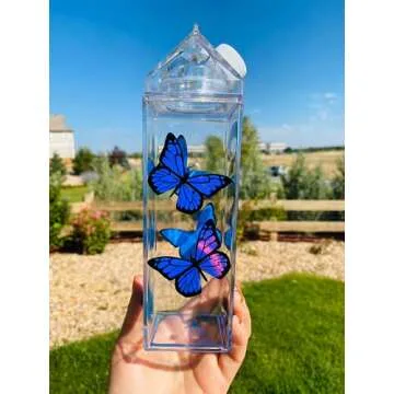 4 Pack Clear Milk Carton Water Bottles Creative Square Plastic Transparent Cup (4 Pack - Clear)