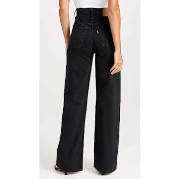 Levi's Women's Ribcage Wide Leg Jeans, Rosie Posie, Black, 25
