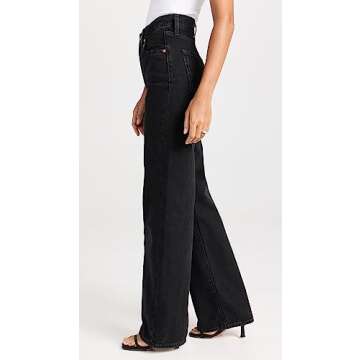 Levi's Women's Ribcage Wide Leg Jeans, Rosie Posie, Black, 25