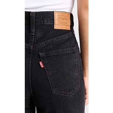 Levi's Women's Ribcage Wide Leg Jeans, Rosie Posie, Black, 25