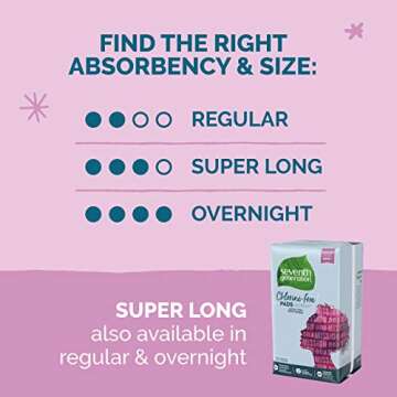 Seventh Generation Ultra Thin Pads with Wings, Super Absorbency, 32 Count (Packaging May Vary)