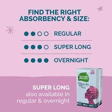 Seventh Generation Ultra Thin Pads with Wings, Super Absorbency, 32 Count (Packaging May Vary)