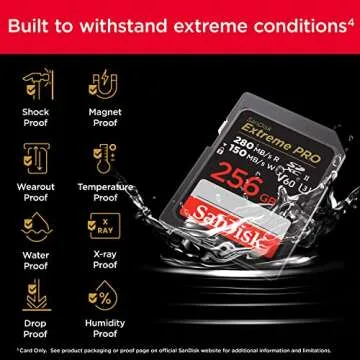 SanDisk 256GB Extreme PRO SDXC UHS-II Memory Card - C10, U3, V60, 6K, 4K UHD, SD Card - SDSDXEP-256G-GN4IN
