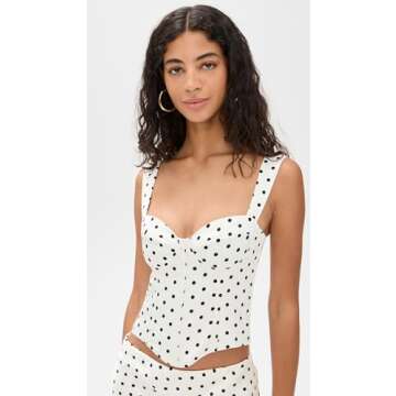 Runaway the Label Women's Karlita Bustier, White Polka, M