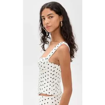 Runaway the Label Women's Karlita Bustier, White Polka, M