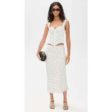 Runaway the Label Women's Karlita Bustier, White Polka, M