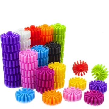 RAINBOW TOYFROG Interlocking Gears Toys for Kids - 100 Piece Kit with Tote - Colorful Manipulatives ...
