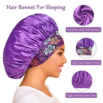 3 Pack Satin Bonnets for Sleeping, Comfort & Style