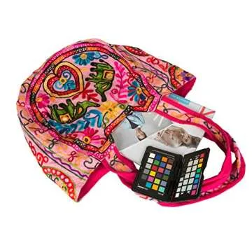 TribeAzure Pink Elephant Canvas Shoulder Bag Handbag Tote Purse Casual Spacious Summer Spring Top Handle Large